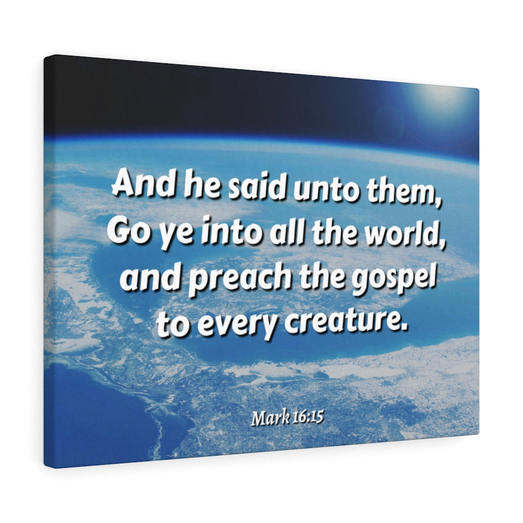 Scripture Walls Preach The Gospel Mark 16:15 Bible Verse Canvas Christian Wall Art Ready to Hang Unframed-Express Your Love Gifts