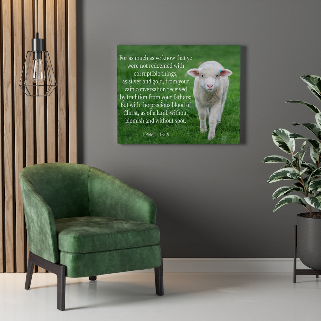 Scripture Walls Precious Blood of Christ 1 Peter 1:18-19 Bible Verse Canvas Christian Wall Art Ready to Hang Unframed-Express Your Love Gifts