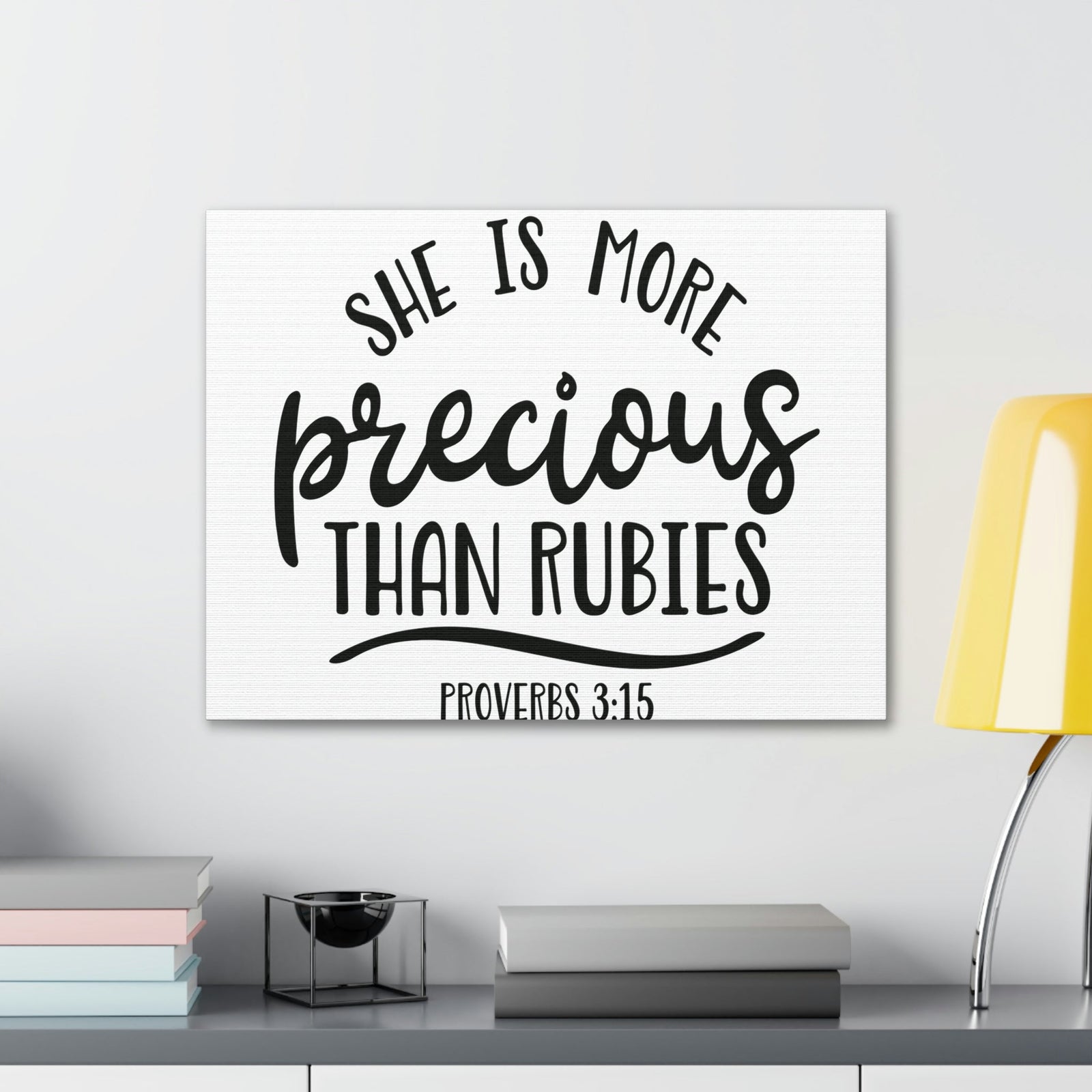 Scripture Walls Precious Than Rubies Proverbs 3:15 Cursive Christian Wall Art Bible Verse Print Ready to Hang Unframed-Express Your Love Gifts
