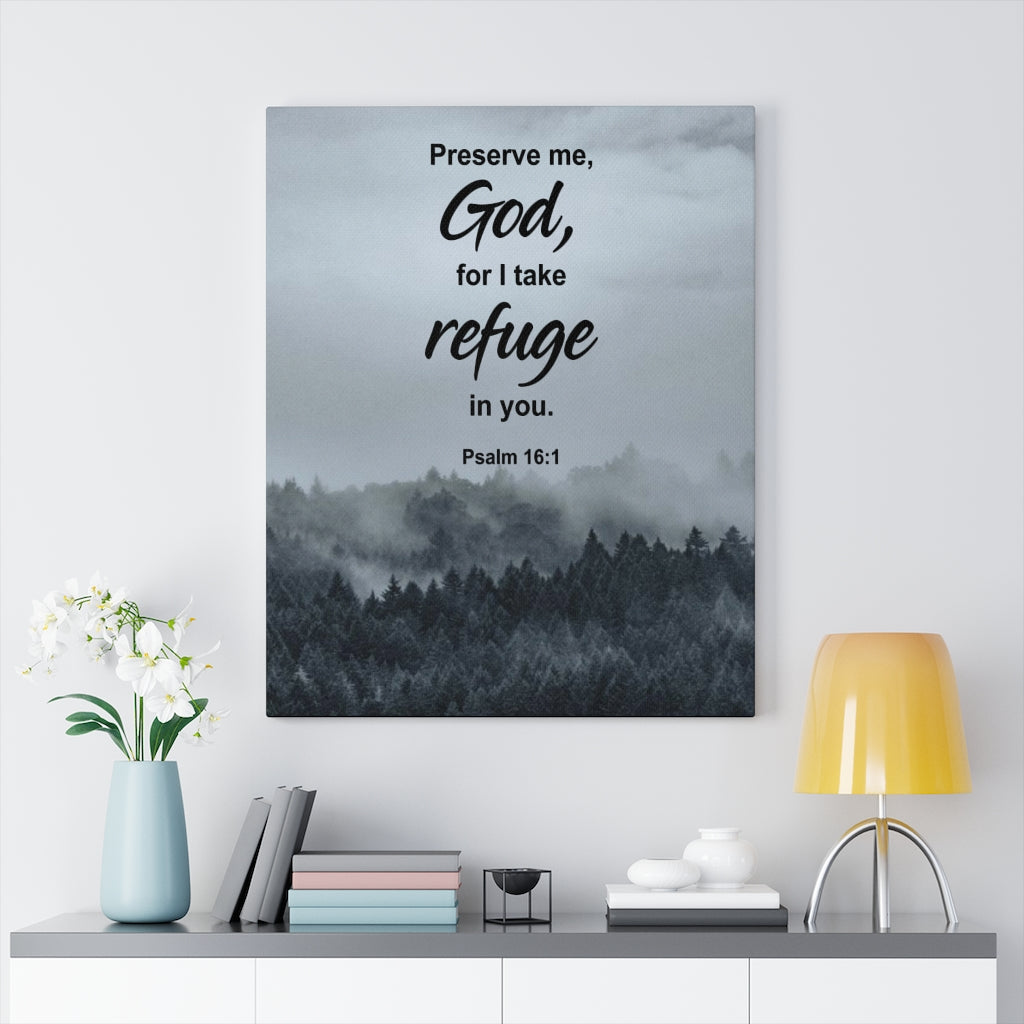 Scripture Walls Preserve Me God Psalm 16:1 Bible Verse Canvas Christian Wall Art Ready to Hang Unframed-Express Your Love Gifts