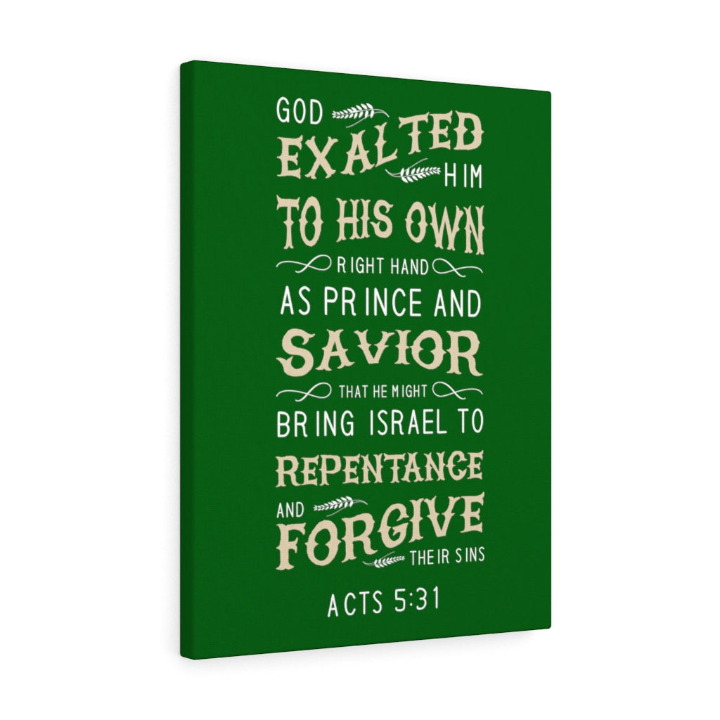 Scripture Walls Prince and Savior Acts 5:31 Bible Verse Canvas Christian Wall Art Ready to Hang Unframed-Express Your Love Gifts