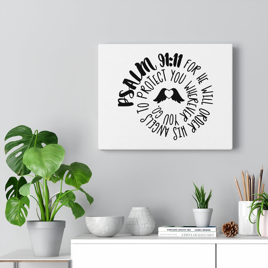 Scripture Walls Protect You Psalm 91:11 Bible Verse Canvas Christian Wall Art Ready to Hang Unframed-Express Your Love Gifts