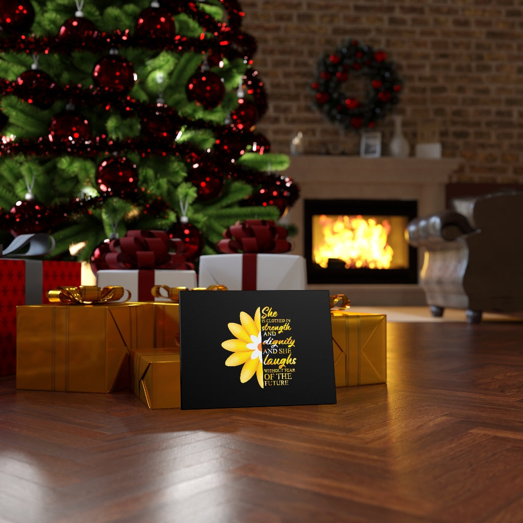 Scripture Walls Proverbs 31:25 Clothed In Strength & Dignity Bible Verse Canvas Christian Wall Art Ready to Hang Unframed-Express Your Love Gifts