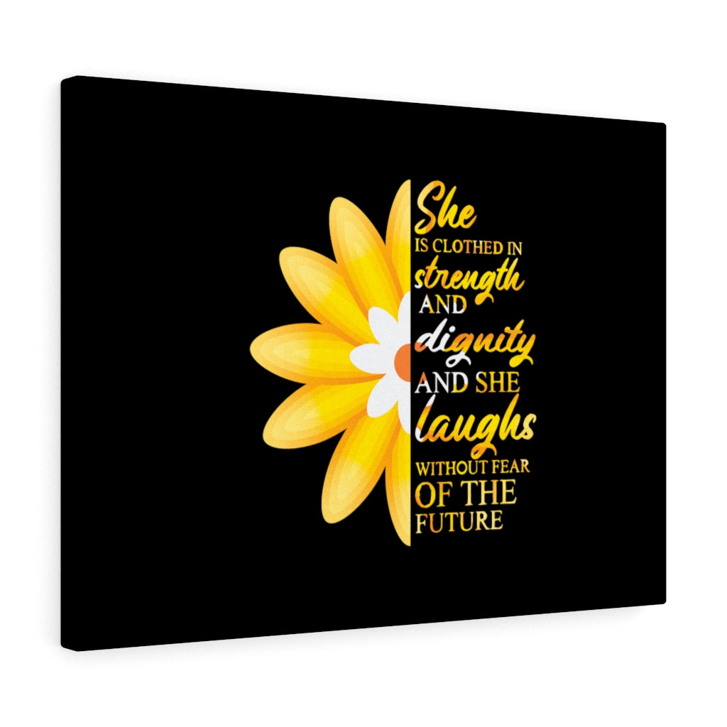 Scripture Walls Proverbs 31:25 Clothed In Strength & Dignity Bible Verse Canvas Christian Wall Art Ready to Hang Unframed-Express Your Love Gifts
