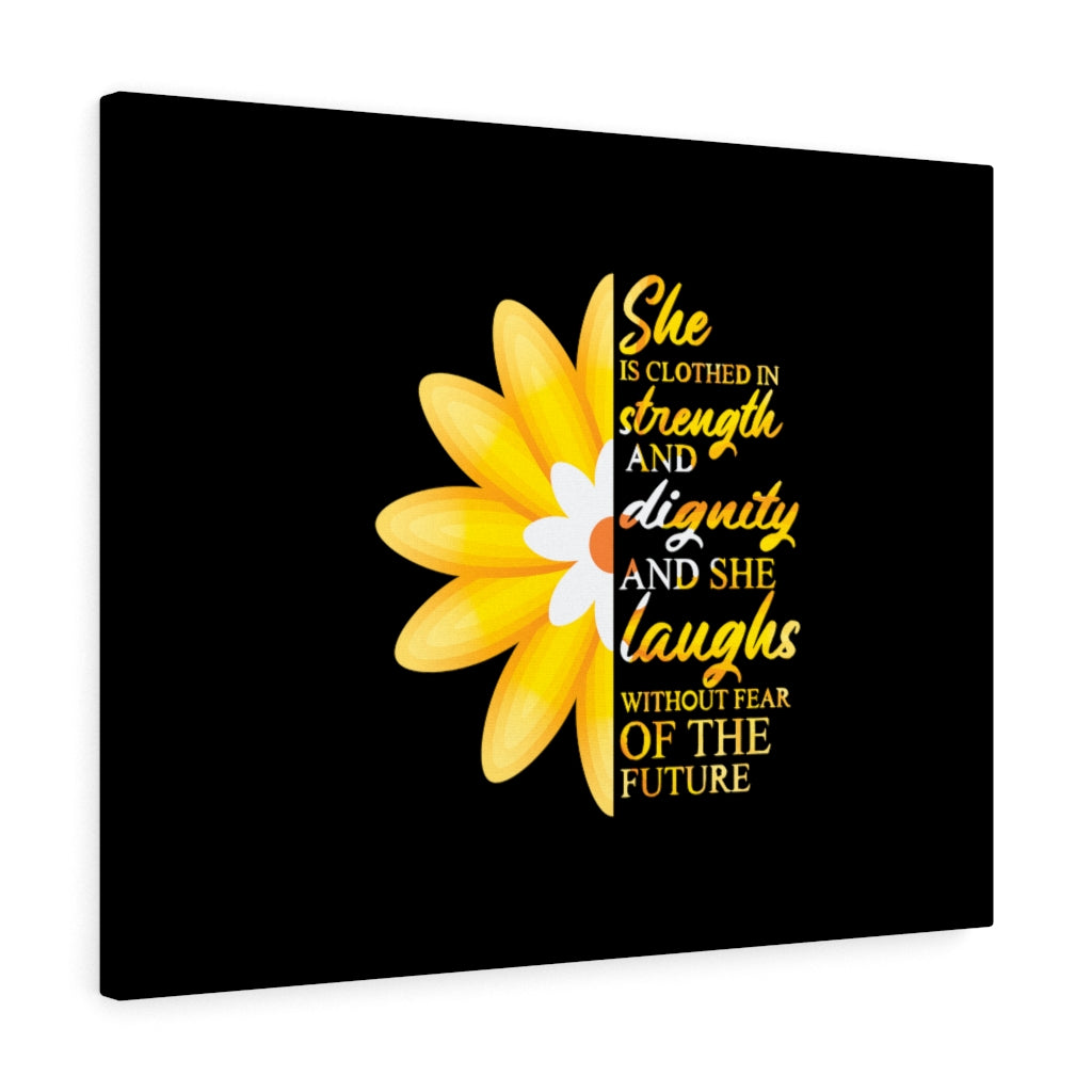 Scripture Walls Proverbs 31:25 Clothed In Strength & Dignity Bible Verse Canvas Christian Wall Art Ready to Hang Unframed-Express Your Love Gifts