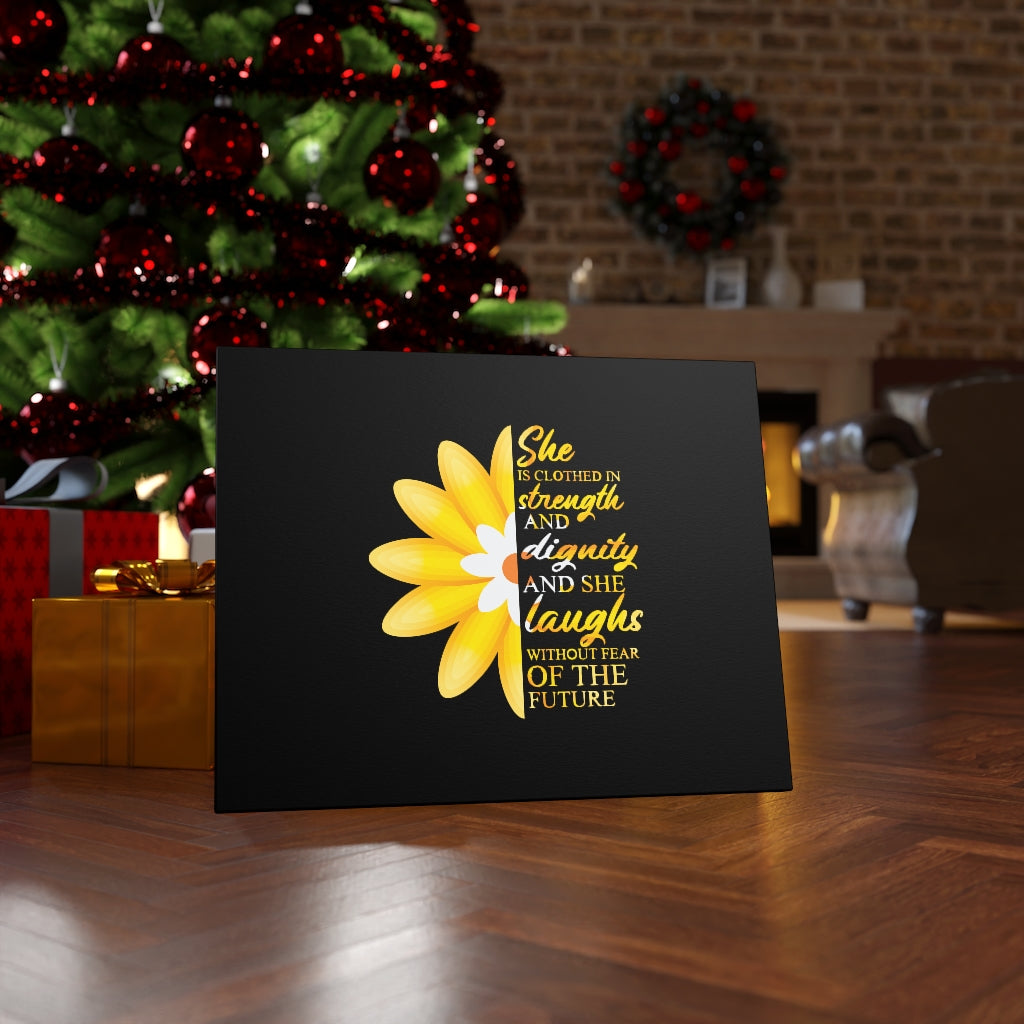 Scripture Walls Proverbs 31:25 Clothed In Strength & Dignity Bible Verse Canvas Christian Wall Art Ready to Hang Unframed-Express Your Love Gifts