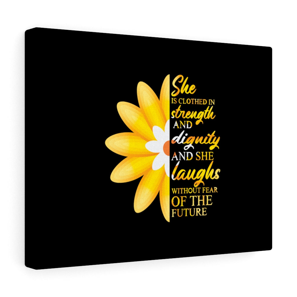 Scripture Walls Proverbs 31:25 Clothed In Strength & Dignity Bible Verse Canvas Christian Wall Art Ready to Hang Unframed-Express Your Love Gifts
