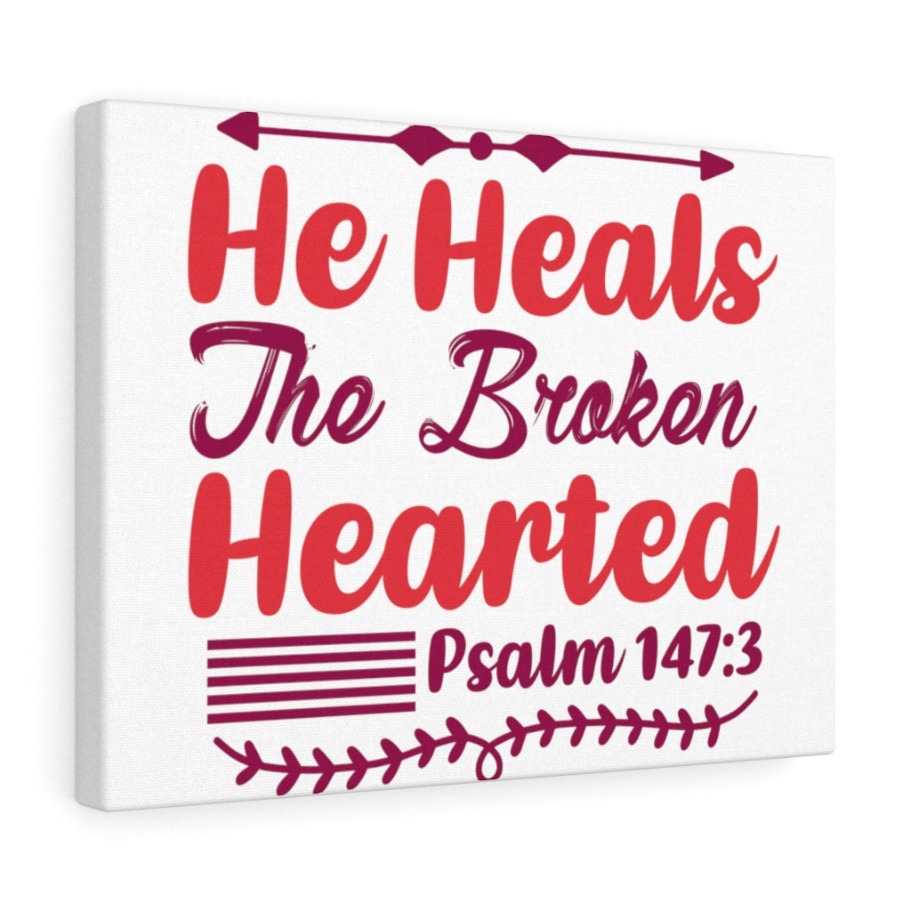 Scripture Walls Psalm 147:3 The Broken Hearted Bible Verse Canvas Christian Wall Art Ready to Hang Unframed-Express Your Love Gifts