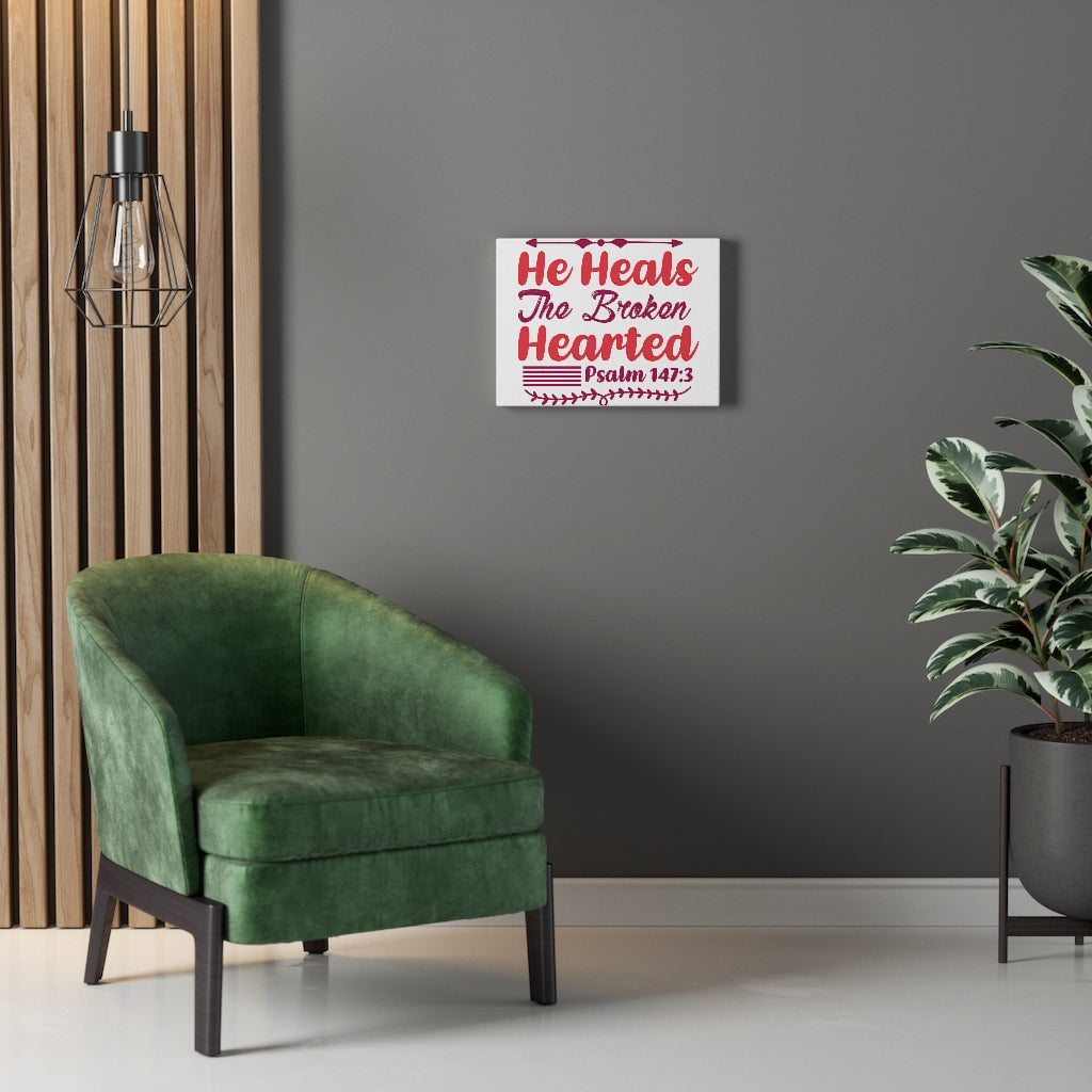 Scripture Walls Psalm 147:3 The Broken Hearted Bible Verse Canvas Christian Wall Art Ready to Hang Unframed-Express Your Love Gifts