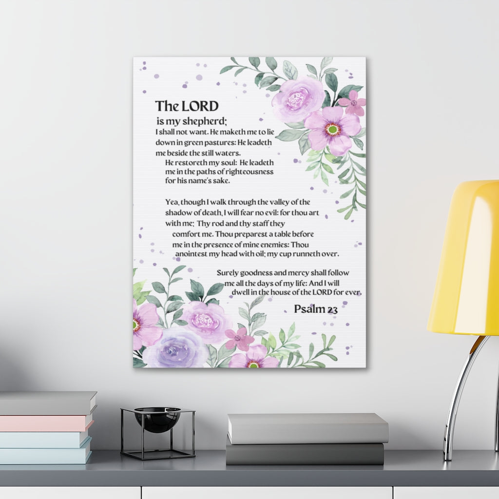 Scripture Walls Psalm 23 Flowers Bible Verse Canvas Christian Wall Art Ready to Hang Unframed-Express Your Love Gifts