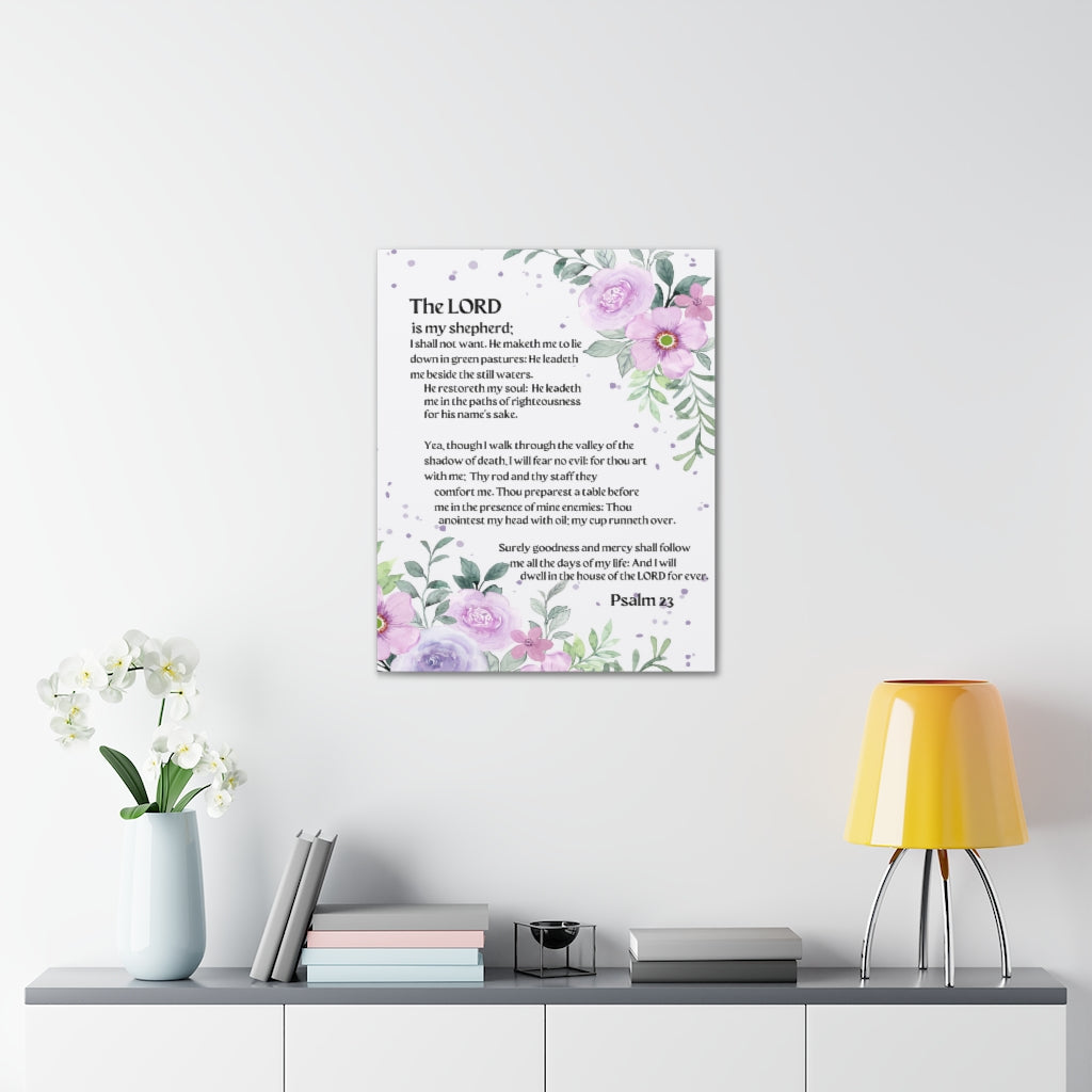 Scripture Walls Psalm 23 Flowers Bible Verse Canvas Christian Wall Art Ready to Hang Unframed-Express Your Love Gifts