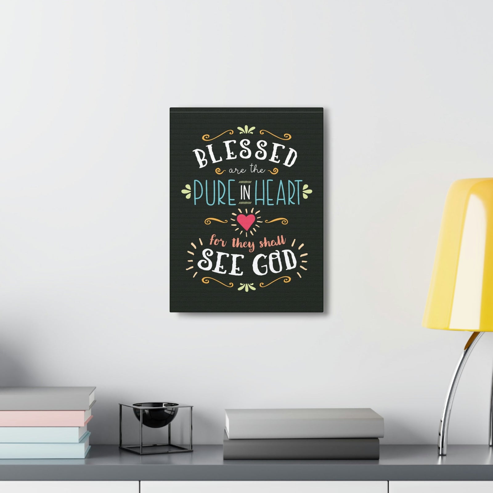 Scripture Walls Pure In Heart Matthew 5:8 Dark Christian Wall Art Bible Verse Print Ready to Hang Unframed-Express Your Love Gifts