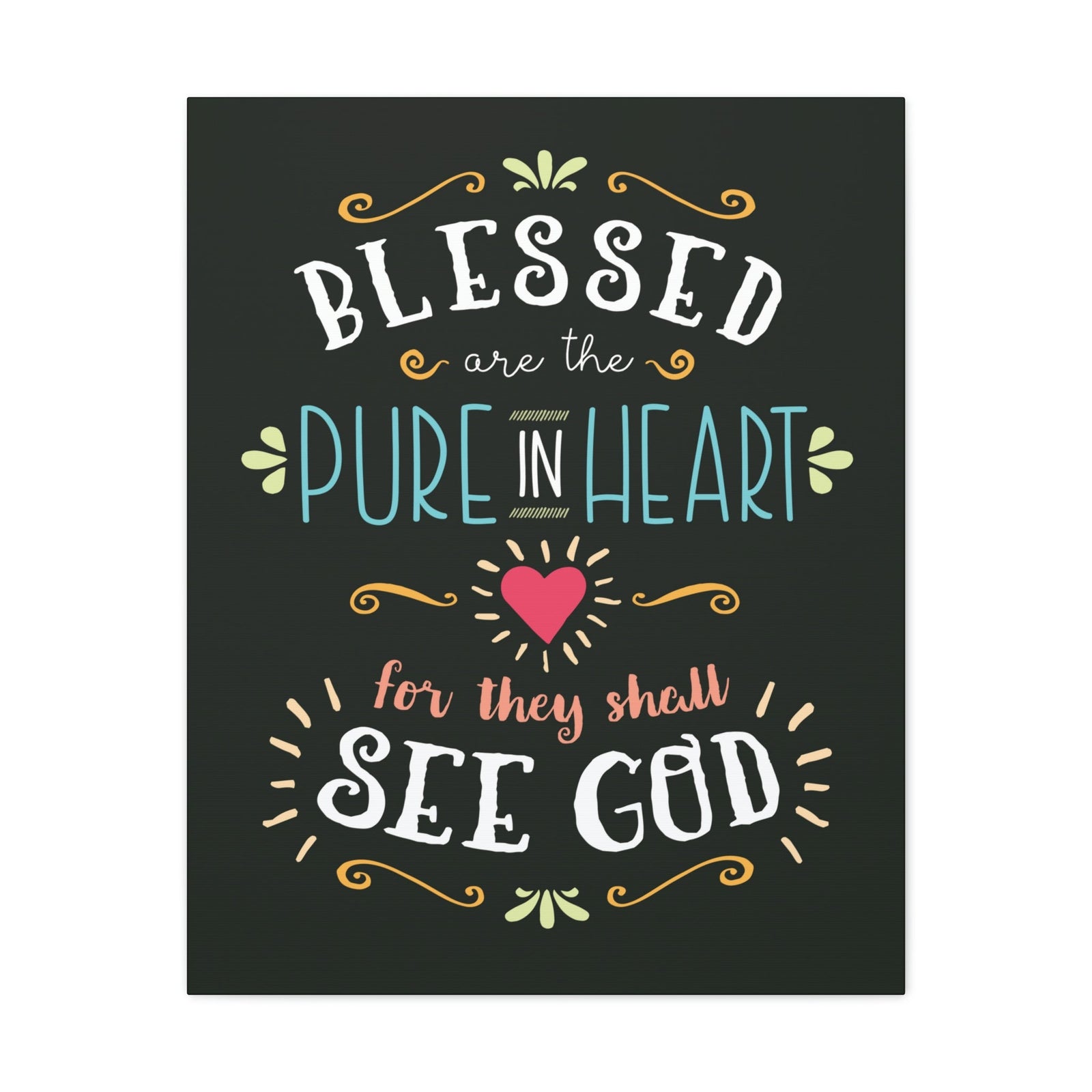 Scripture Walls Pure In Heart Matthew 5:8 Dark Christian Wall Art Bible Verse Print Ready to Hang Unframed-Express Your Love Gifts