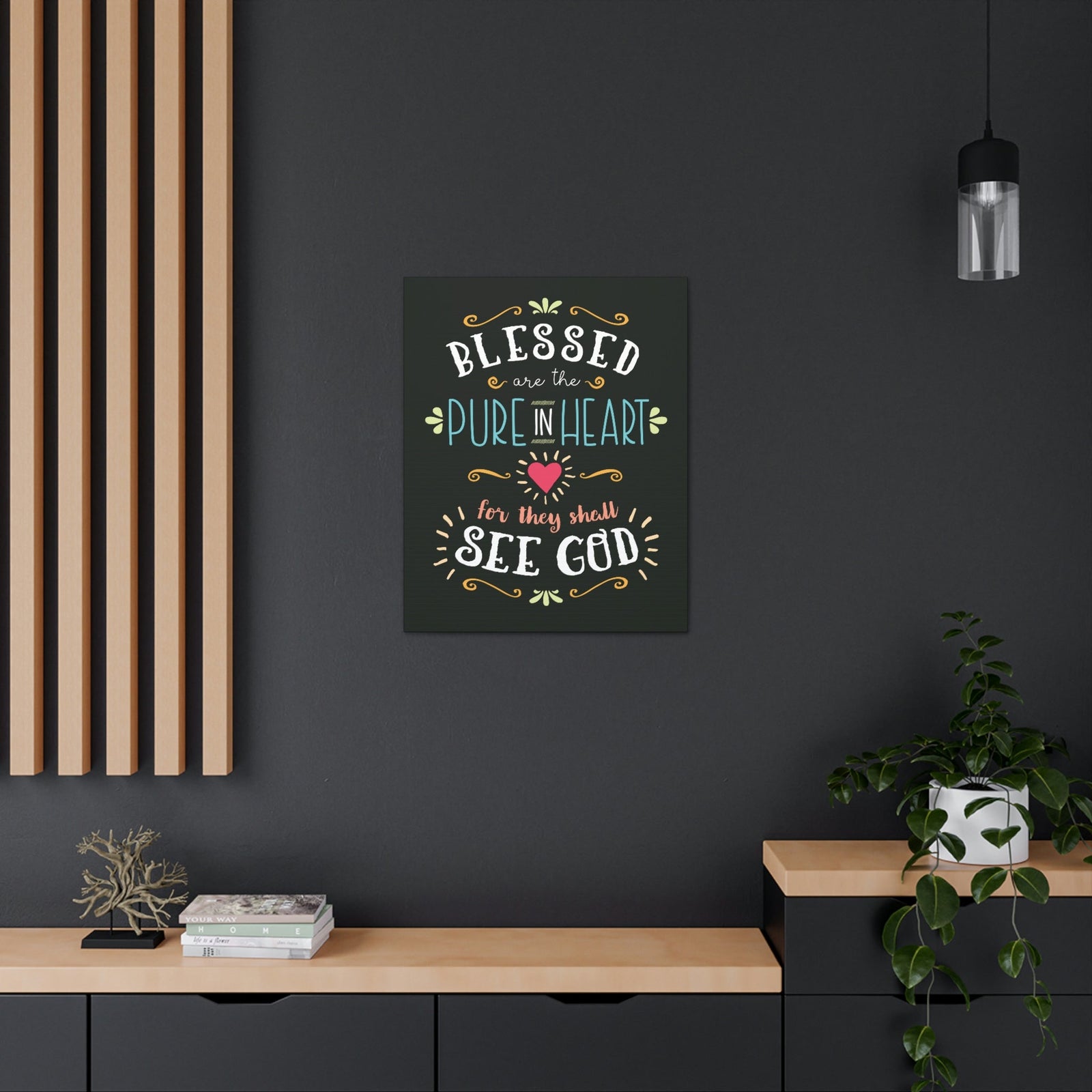 Scripture Walls Pure In Heart Matthew 5:8 Dark Christian Wall Art Bible Verse Print Ready to Hang Unframed-Express Your Love Gifts