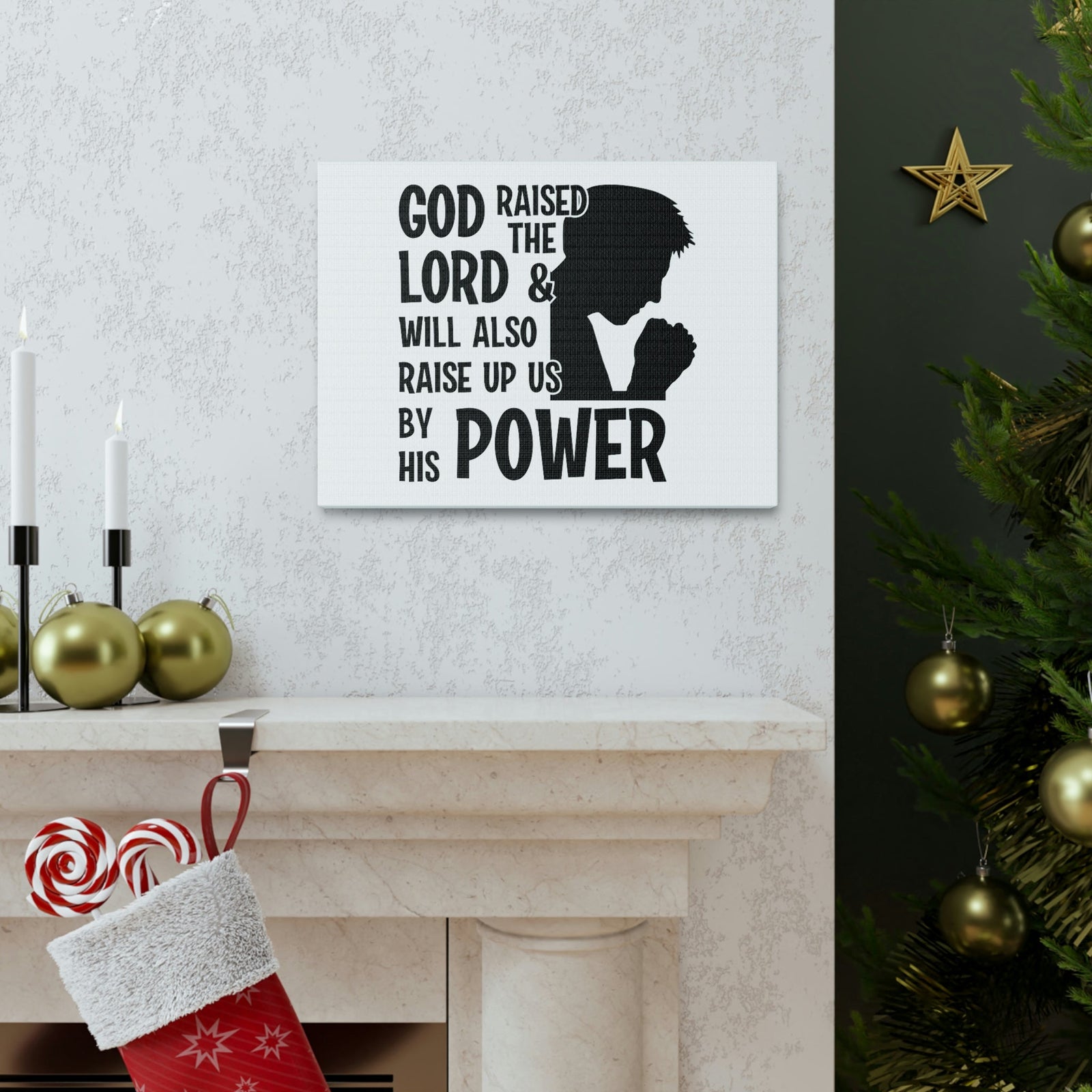 Scripture Walls Raise Us Up By His Power 1 Corinthians 6:14 Christian Wall Art Bible Verse Print Ready to Hang Unframed-Express Your Love Gifts