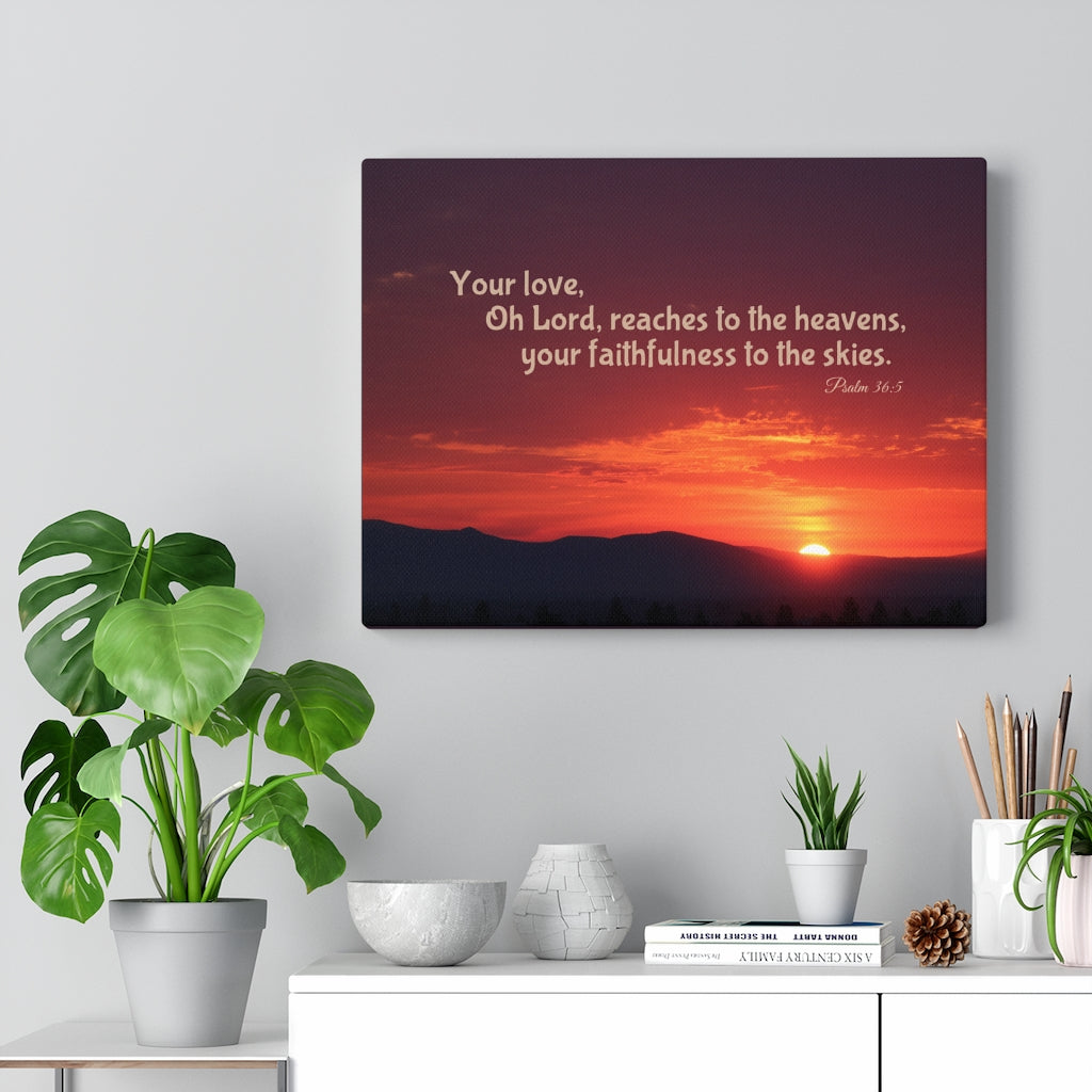 Scripture Walls Reaches To The Heavens Psalm 36:5 Bible Verse Canvas Christian Wall Art Ready to Hang Unframed-Express Your Love Gifts