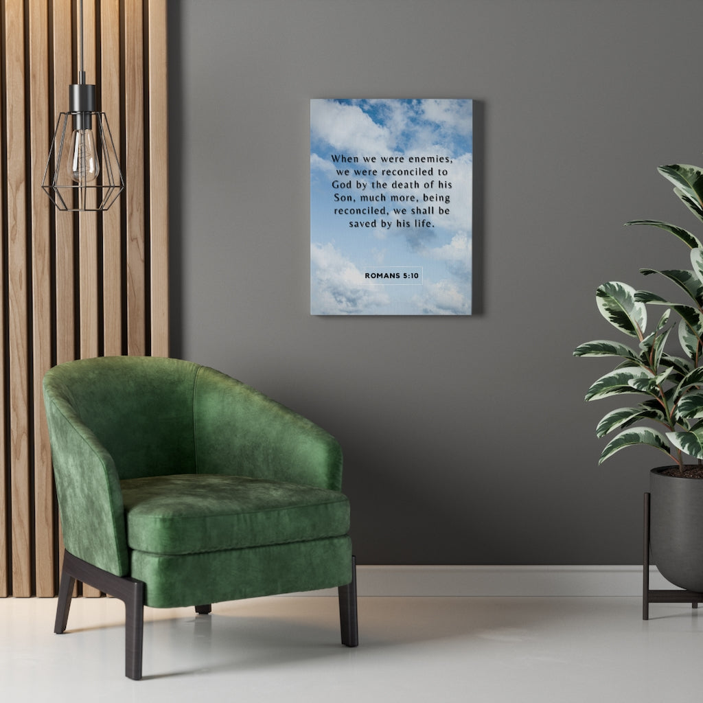 Scripture Walls Reconciled To God Romans 5:10 Bible Verse Canvas Christian Wall Art Ready to Hang Unframed-Express Your Love Gifts