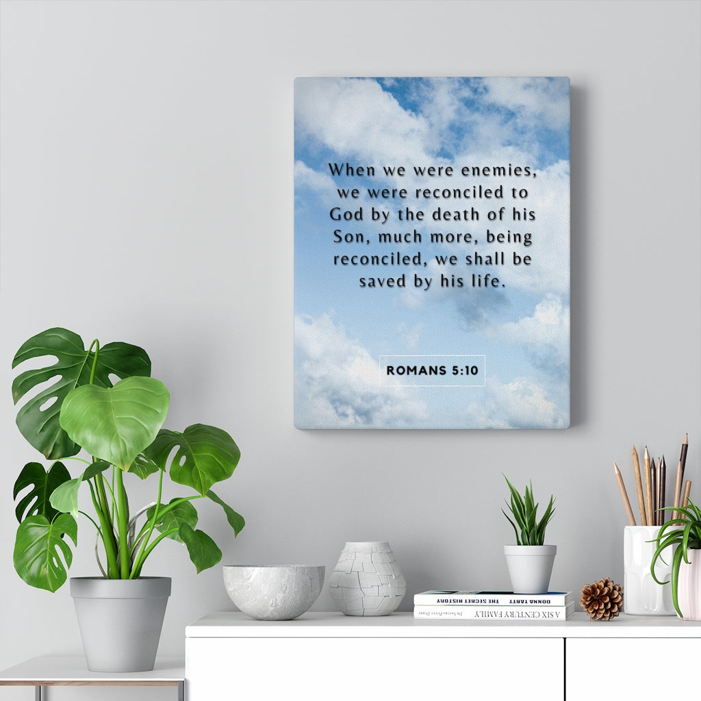 Scripture Walls Reconciled To God Romans 5:10 Bible Verse Canvas Christian Wall Art Ready to Hang Unframed-Express Your Love Gifts