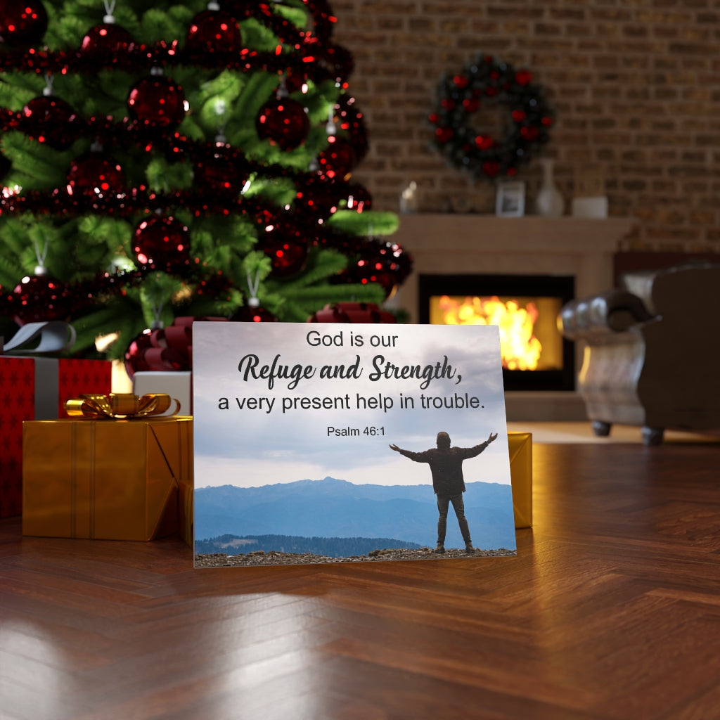 Scripture Walls Refuge & Strength Psalm 46:1 Bible Verse Canvas Christian Wall Art Ready to Hang Unframed-Express Your Love Gifts