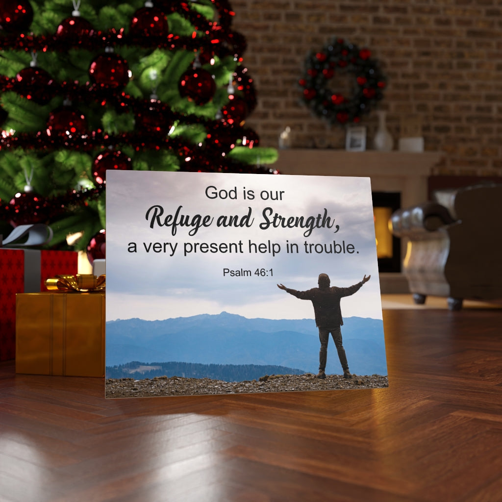 Scripture Walls Refuge & Strength Psalm 46:1 Bible Verse Canvas Christian Wall Art Ready to Hang Unframed-Express Your Love Gifts