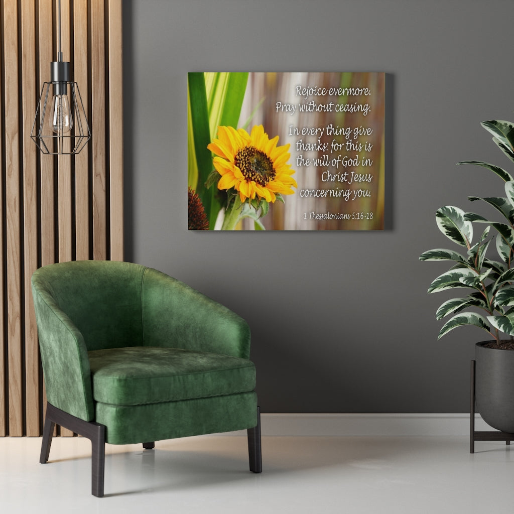 Scripture Walls Rejoice Evermore 1 Thessalonians 5:16-18Bible Verse Canvas Christian Wall Art Ready to Hang Unframed-Express Your Love Gifts