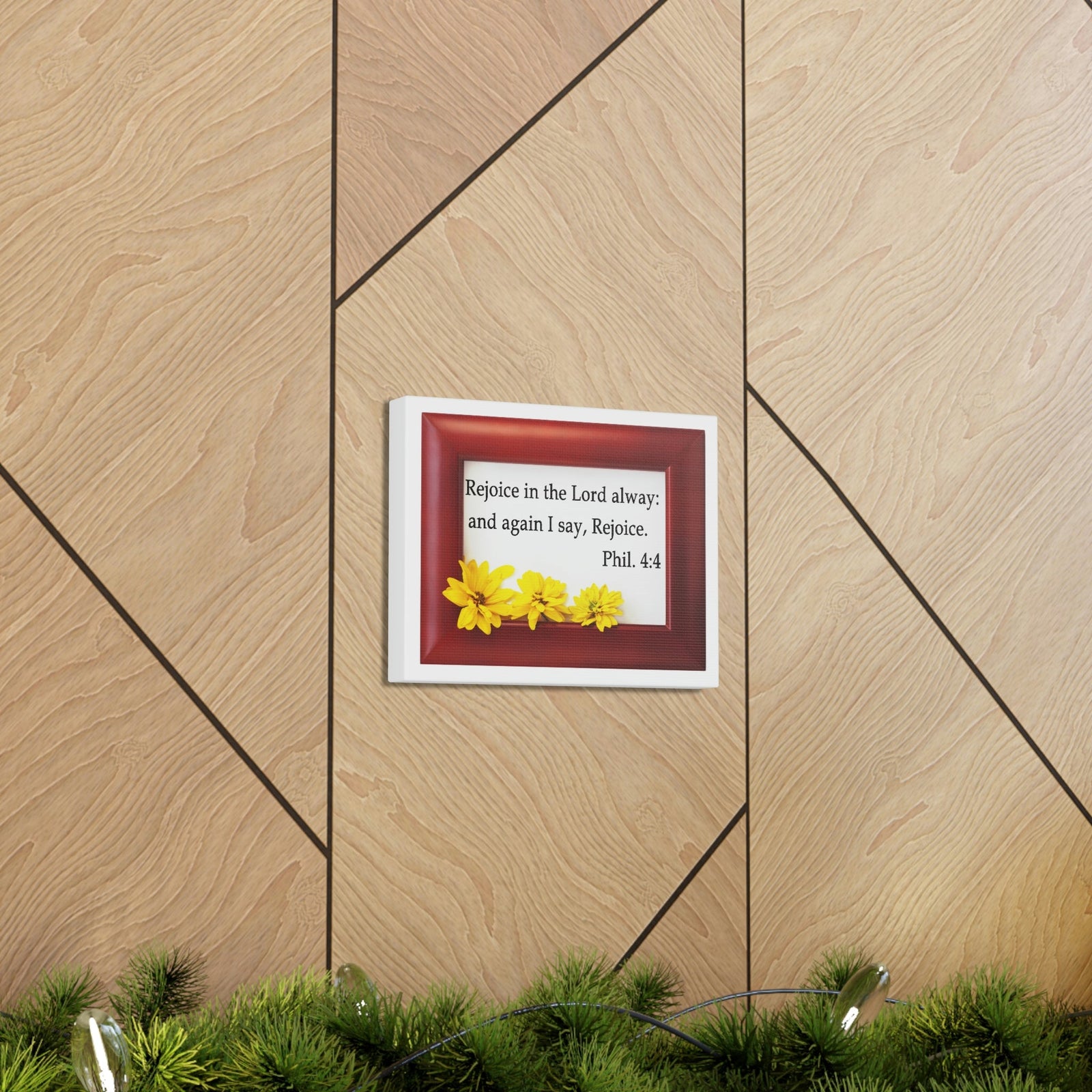 Scripture Walls Rejoice In The Lord Frame Philippians 4:4 Bible Verse Canvas Christian Wall Art Ready to Hang Unframed-Express Your Love Gifts