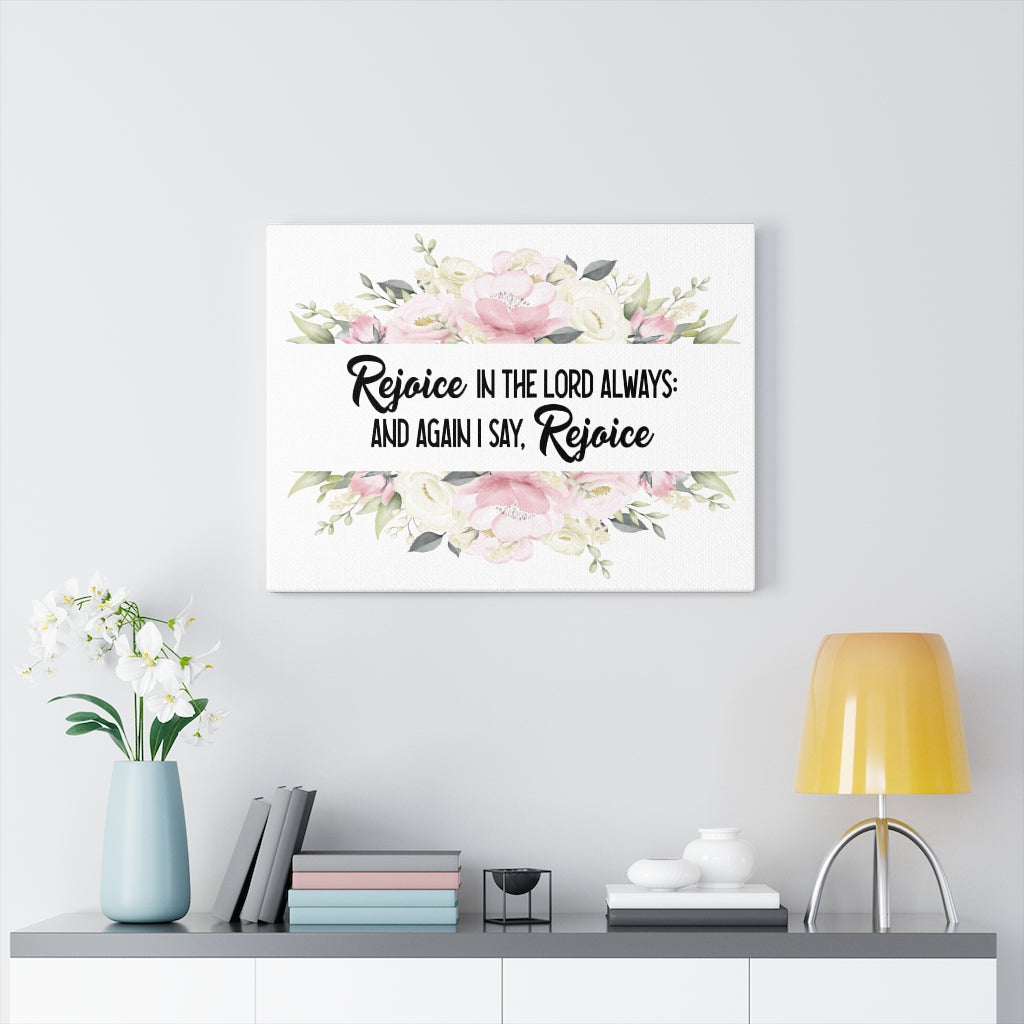 Scripture Walls Rejoice in the Lord Philippians 4:4 Bible Verse Canvas Christian Wall Art Ready to Hang Unframed-Express Your Love Gifts