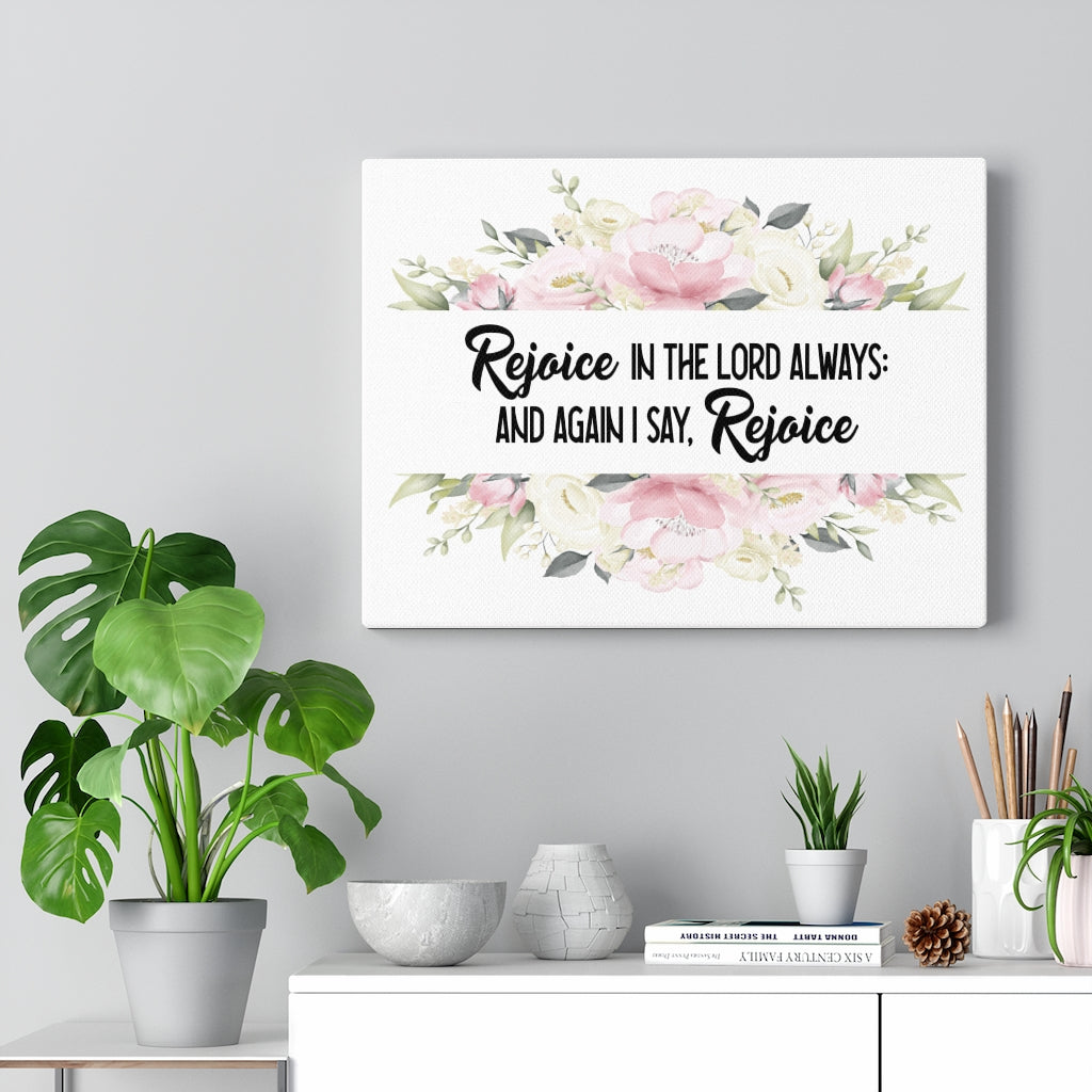 Scripture Walls Rejoice in the Lord Philippians 4:4 Bible Verse Canvas Christian Wall Art Ready to Hang Unframed-Express Your Love Gifts