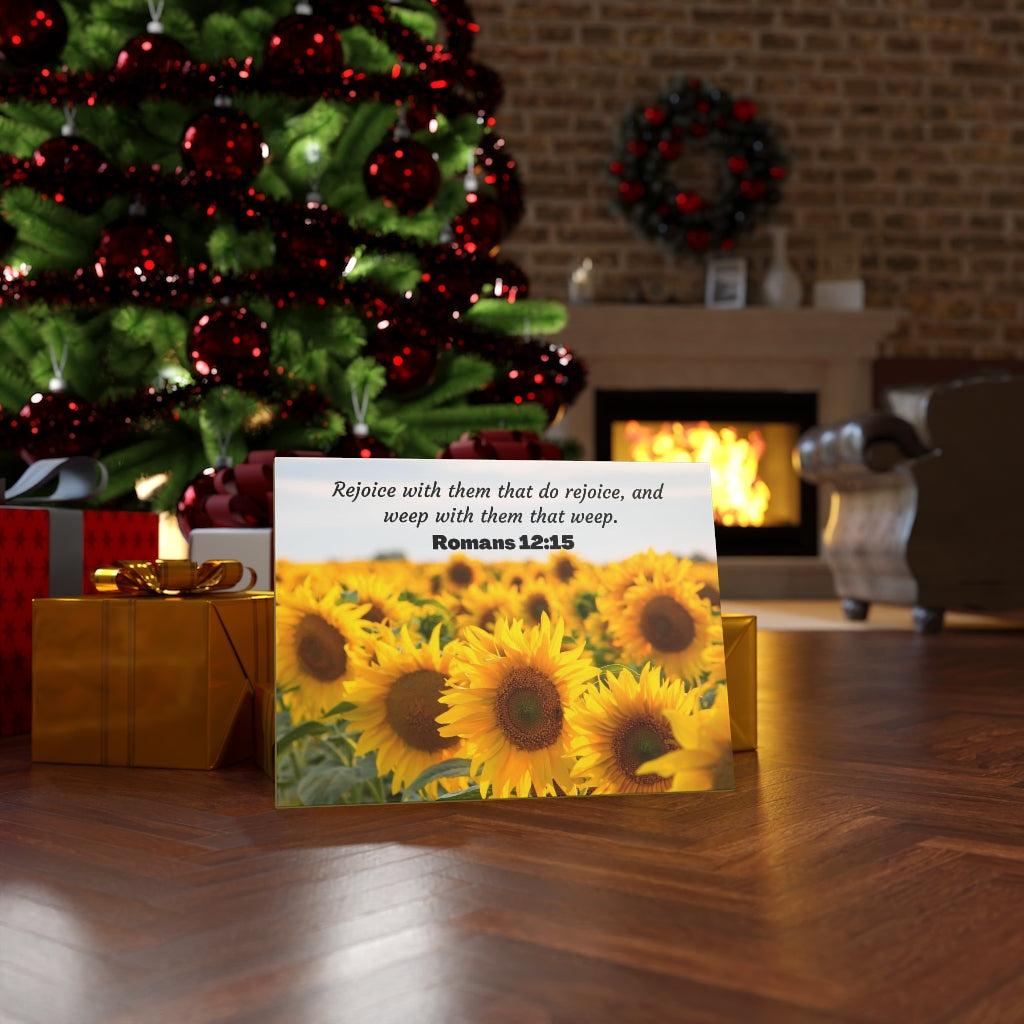 Scripture Walls Rejoice With Them Romans 12:15 Sunflower Bible Verse Canvas Christian Wall Art Ready to Hang Unframed-Express Your Love Gifts