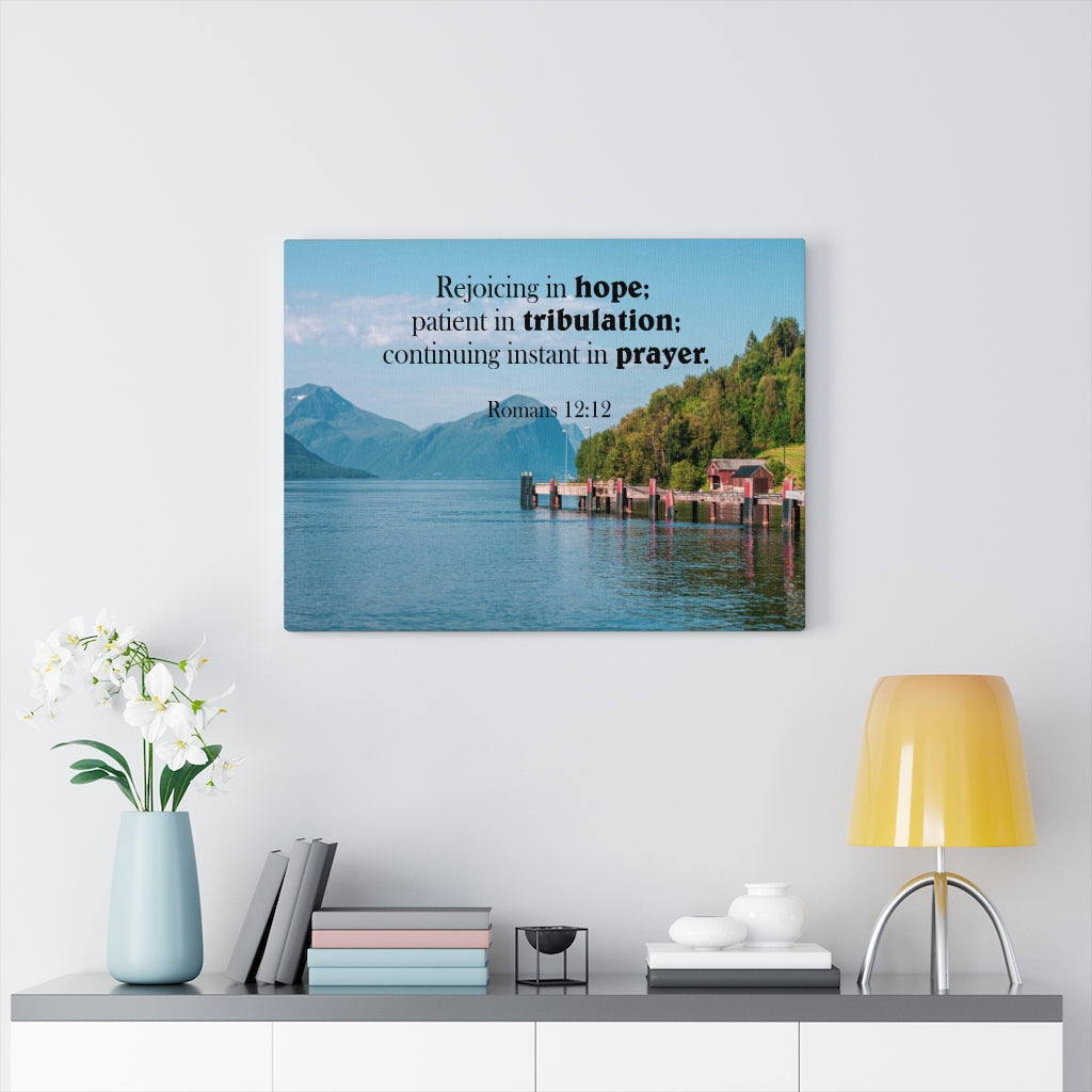 Scripture Walls Rejoicing in Hope Romans 12:12 Bible Verse Canvas Christian Wall Art Ready to Hang Unframed-Express Your Love Gifts