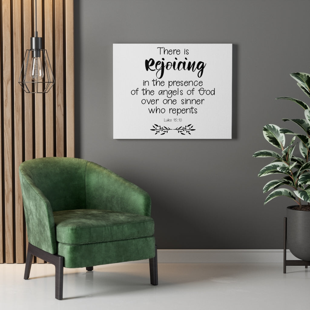 Scripture Walls Rejoicing Luke 15:10 Bible Verse Canvas Christian Wall Art Ready to Hang Unframed-Express Your Love Gifts