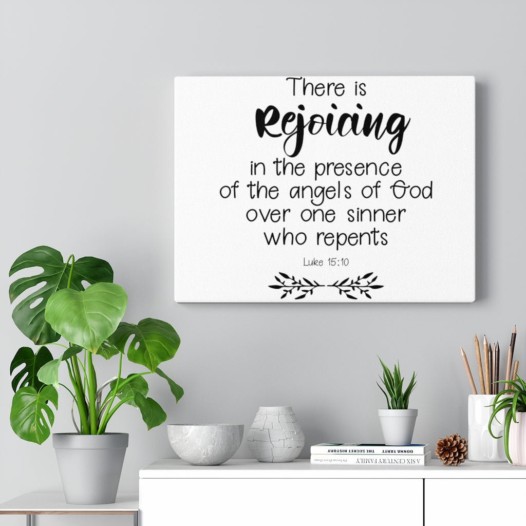 Scripture Walls Rejoicing Luke 15:10 Bible Verse Canvas Christian Wall Art Ready to Hang Unframed-Express Your Love Gifts
