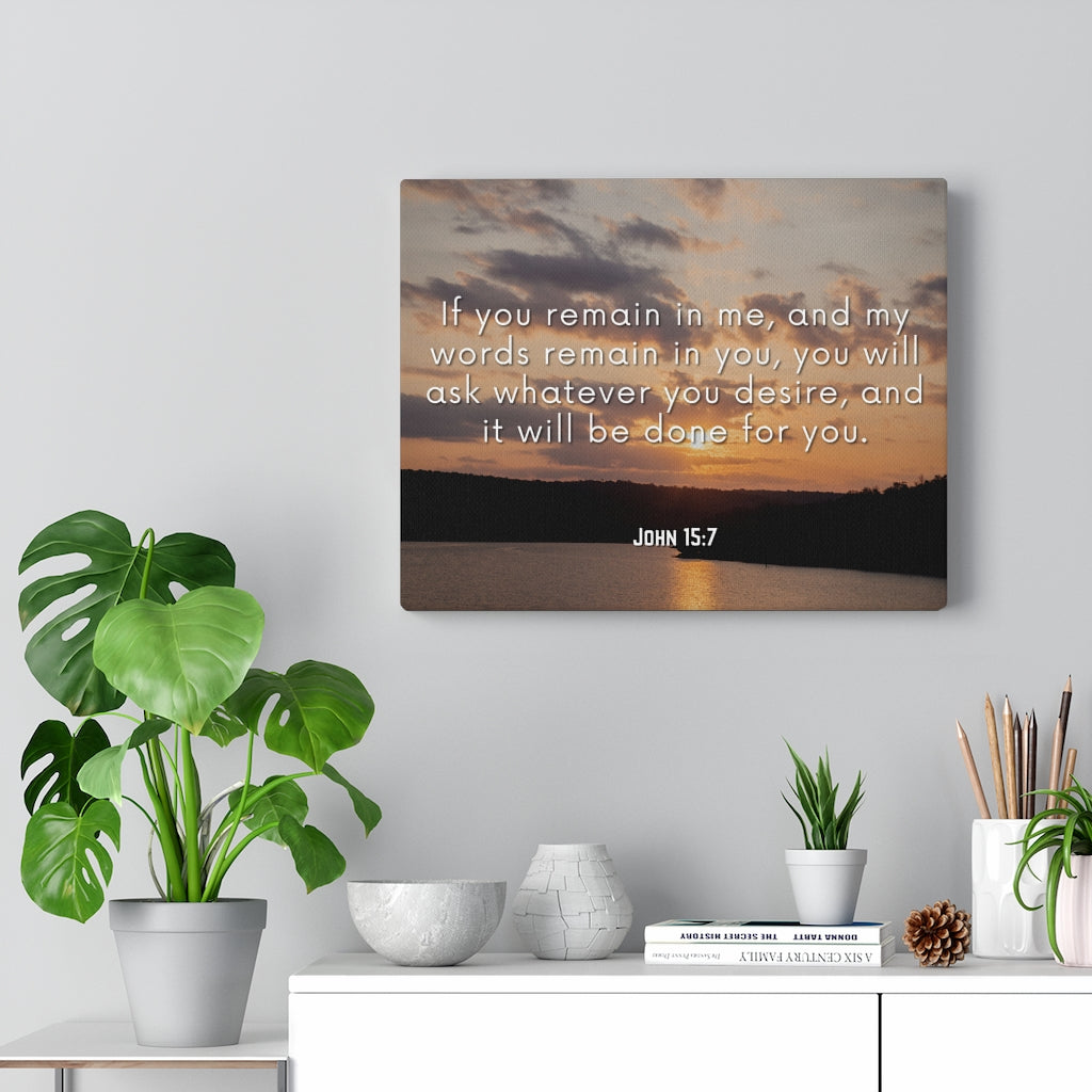 Scripture Walls Remain In Me John 15:7 Bible Verse Canvas Christian Wall Art Ready to Hang Unframed-Express Your Love Gifts