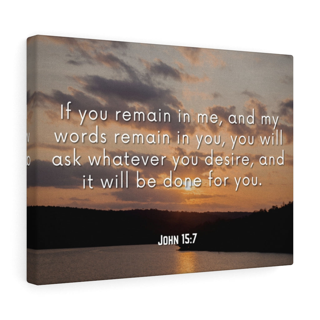 Scripture Walls Remain In Me John 15:7 Bible Verse Canvas Christian Wall Art Ready to Hang Unframed-Express Your Love Gifts