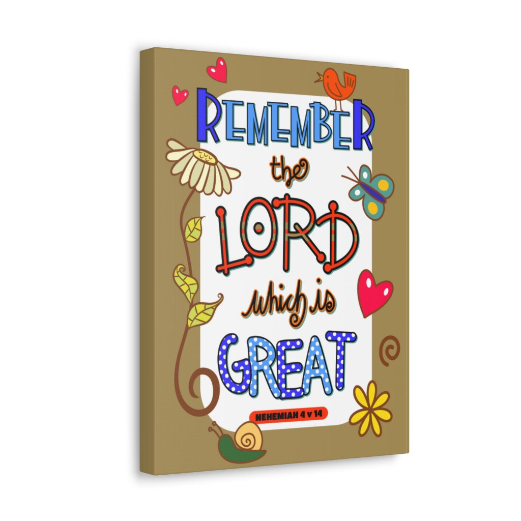 Scripture Walls Remember The Lord Nehemiah 4:14 Bible Verse Canvas Christian Wall Art Ready to Hang Unframed-Express Your Love Gifts