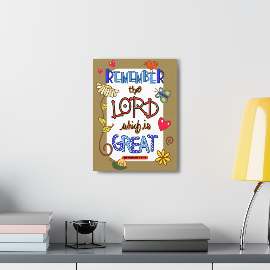 Scripture Walls Remember The Lord Nehemiah 4:14 Bible Verse Canvas Christian Wall Art Ready to Hang Unframed-Express Your Love Gifts