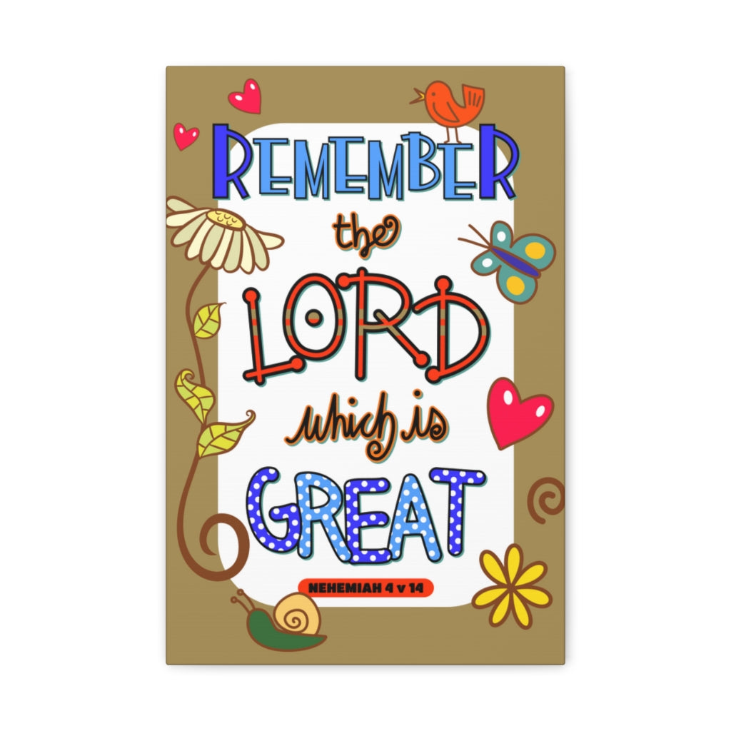 Scripture Walls Remember The Lord Nehemiah 4:14 Bible Verse Canvas Christian Wall Art Ready to Hang Unframed-Express Your Love Gifts