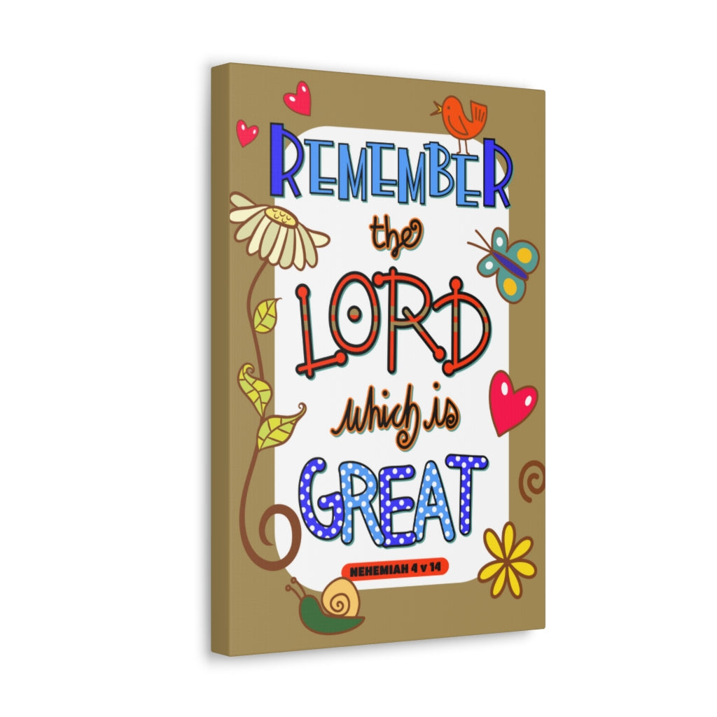 Scripture Walls Remember The Lord Nehemiah 4:14 Bible Verse Canvas Christian Wall Art Ready to Hang Unframed-Express Your Love Gifts