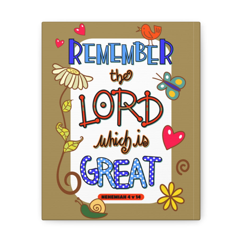 Scripture Walls Remember The Lord Nehemiah 4:14 Bible Verse Canvas Christian Wall Art Ready to Hang Unframed-Express Your Love Gifts