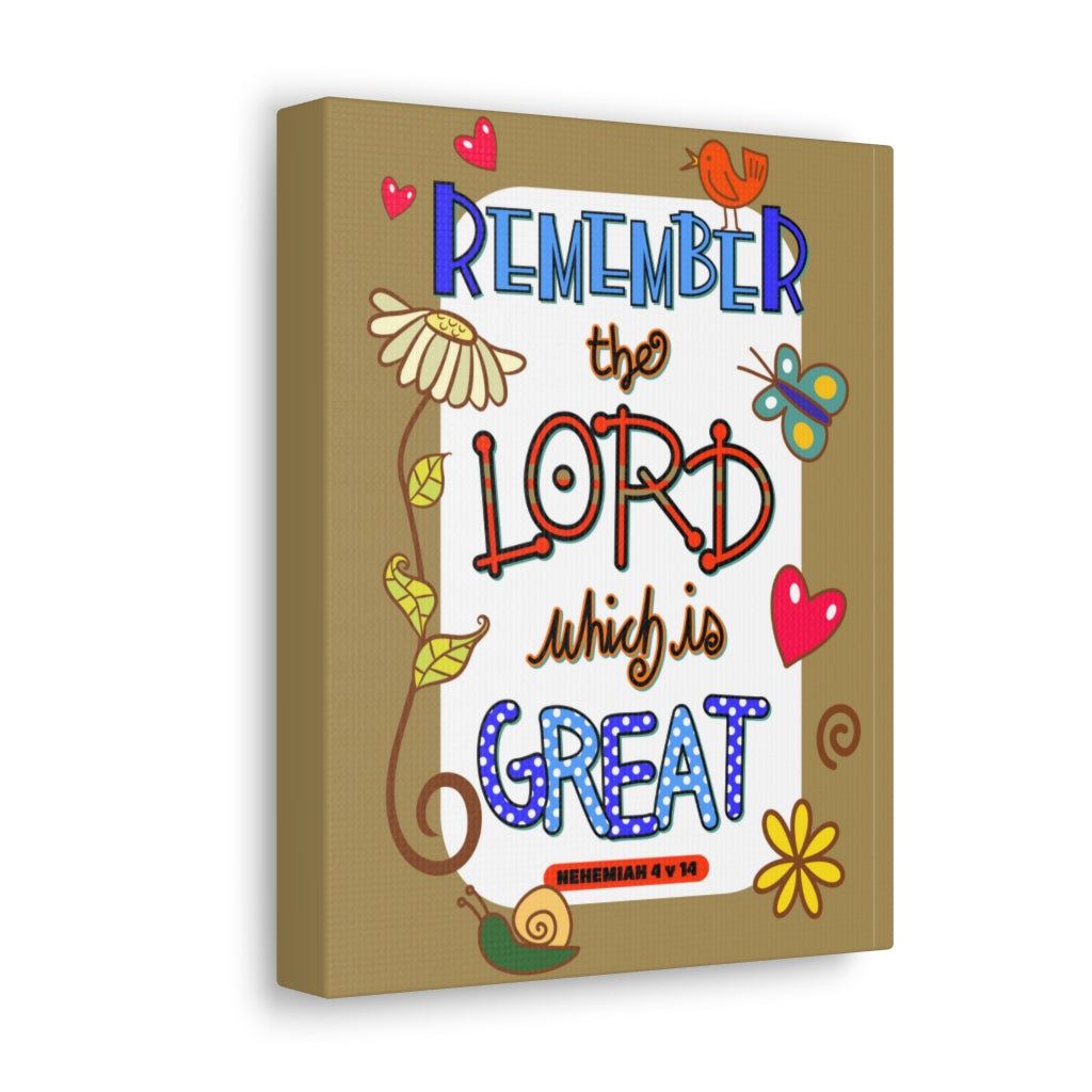 Scripture Walls Remember The Lord Nehemiah 4:14 Bible Verse Canvas Christian Wall Art Ready to Hang Unframed-Express Your Love Gifts