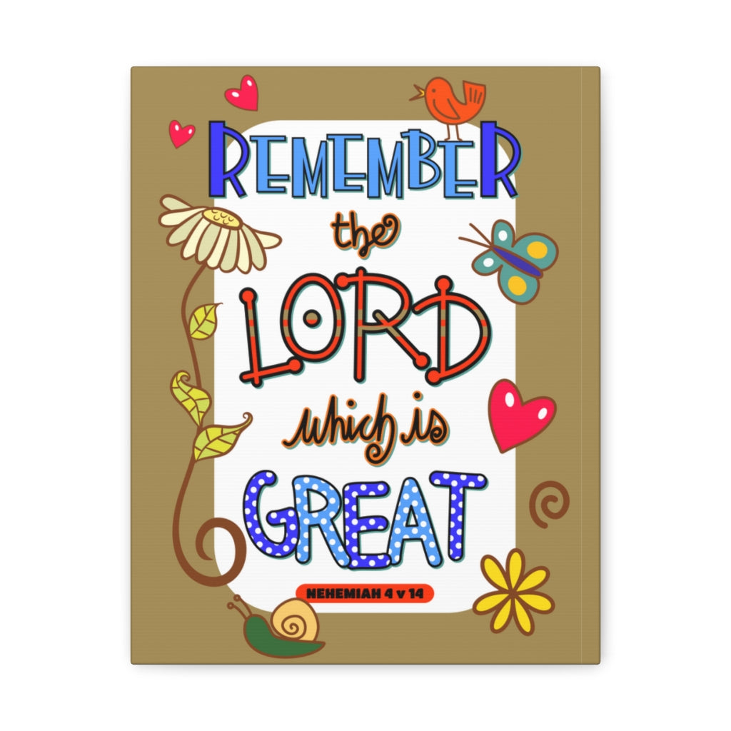 Scripture Walls Remember The Lord Nehemiah 4:14 Bible Verse Canvas Christian Wall Art Ready to Hang Unframed-Express Your Love Gifts