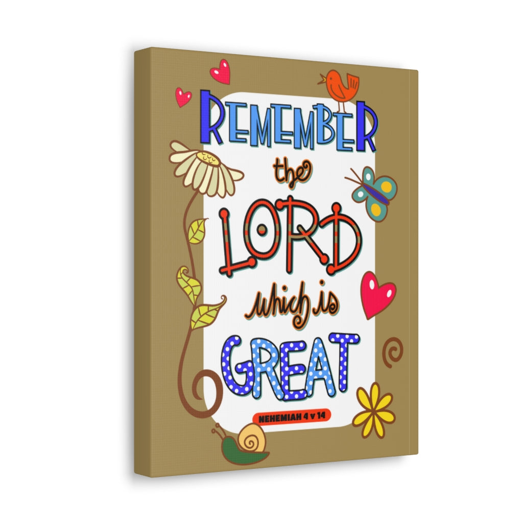 Scripture Walls Remember The Lord Nehemiah 4:14 Bible Verse Canvas Christian Wall Art Ready to Hang Unframed-Express Your Love Gifts