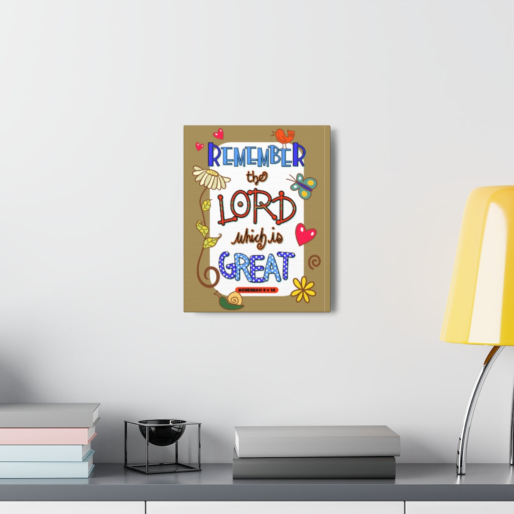 Scripture Walls Remember The Lord Nehemiah 4:14 Bible Verse Canvas Christian Wall Art Ready to Hang Unframed-Express Your Love Gifts