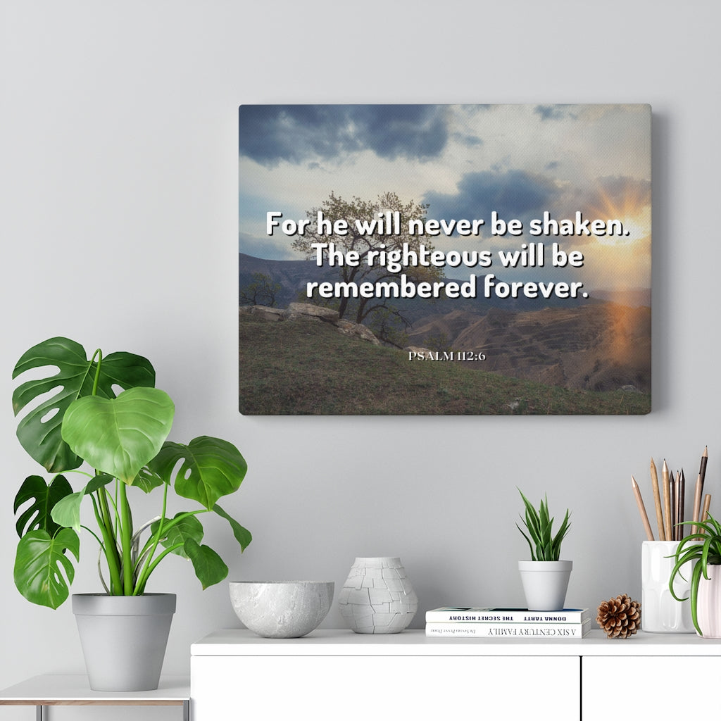 Scripture Walls Remembered Forever Psalm 112:6 Bible Verse Canvas Christian Wall Art Ready to Hang Unframed-Express Your Love Gifts