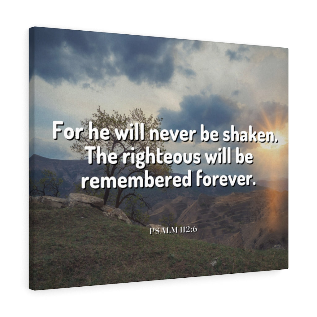 Scripture Walls Remembered Forever Psalm 112:6 Bible Verse Canvas Christian Wall Art Ready to Hang Unframed-Express Your Love Gifts