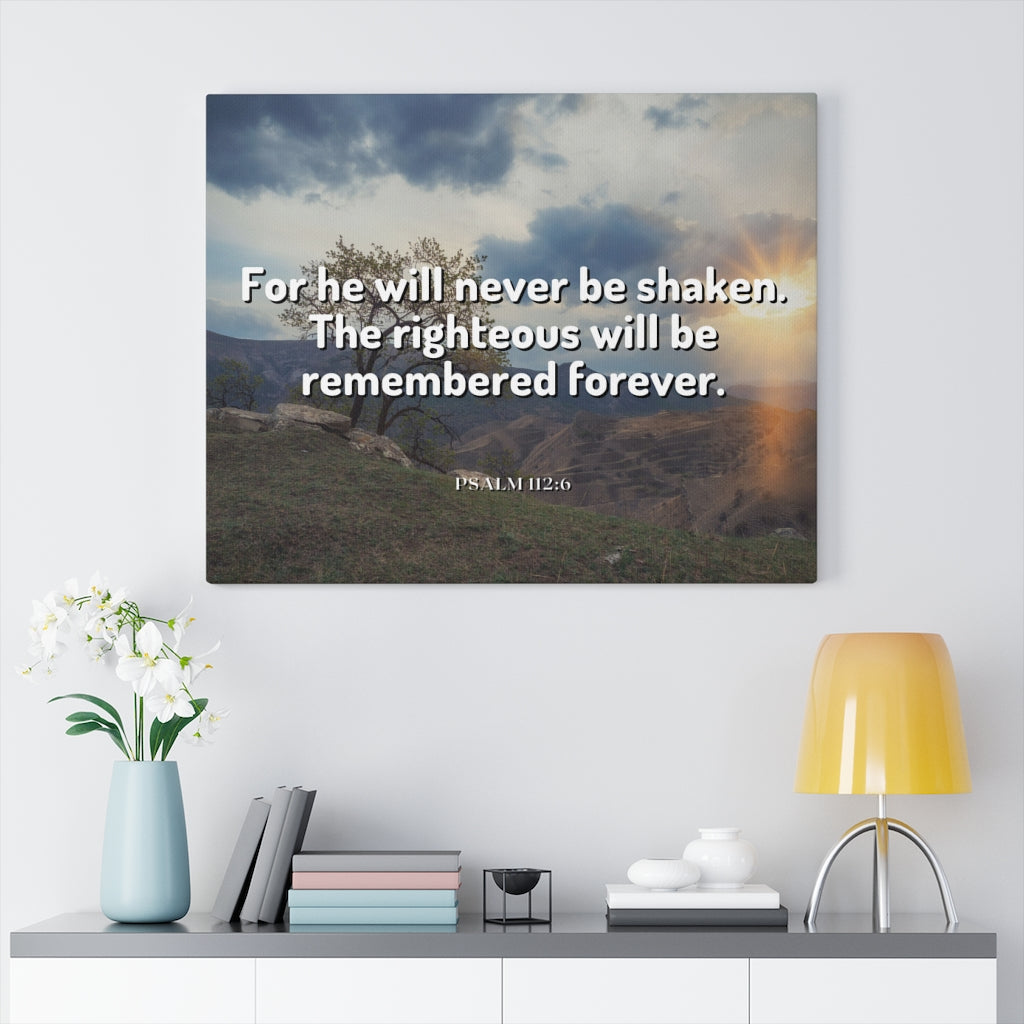 Scripture Walls Remembered Forever Psalm 112:6 Bible Verse Canvas Christian Wall Art Ready to Hang Unframed-Express Your Love Gifts