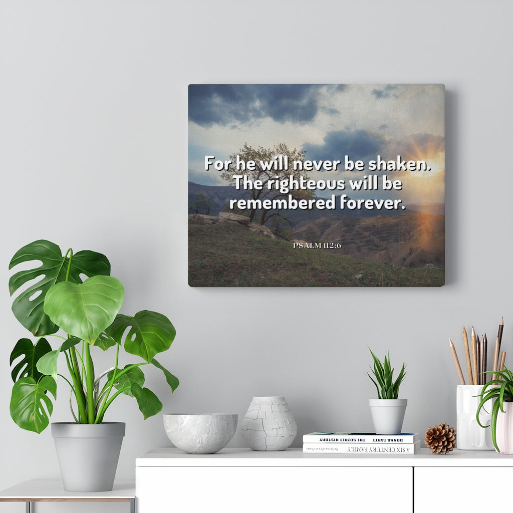 Scripture Walls Remembered Forever Psalm 112:6 Bible Verse Canvas Christian Wall Art Ready to Hang Unframed-Express Your Love Gifts