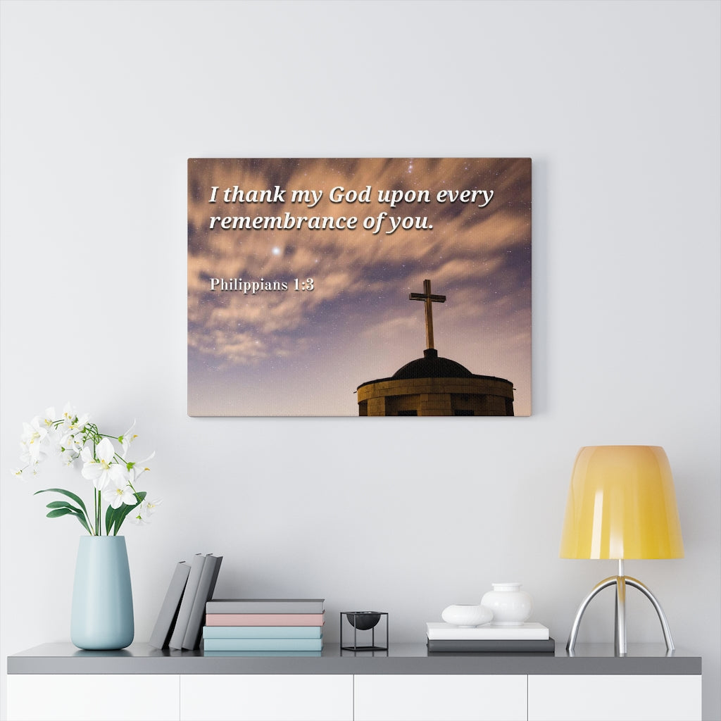 Scripture Walls Remembrance Of You Philippians 1:3 Bible Verse Canvas Christian Wall Art Ready to Hang Unframed-Express Your Love Gifts