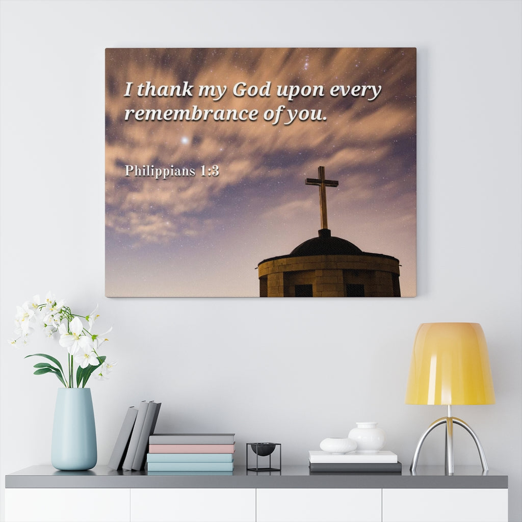 Scripture Walls Remembrance Of You Philippians 1:3 Bible Verse Canvas Christian Wall Art Ready to Hang Unframed-Express Your Love Gifts