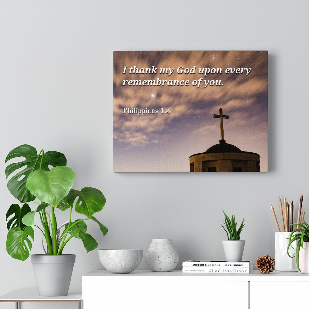 Scripture Walls Remembrance Of You Philippians 1:3 Bible Verse Canvas Christian Wall Art Ready to Hang Unframed-Express Your Love Gifts